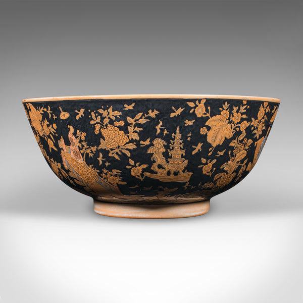 Large Vintage Punch Bowl, Chinese, Ceramic, Fruit Dish, Planter, Art Deco, 1940