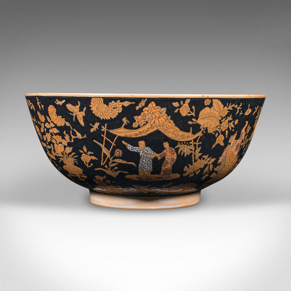 Large Vintage Punch Bowl, Chinese, Ceramic, Fruit Dish, Planter, Art Deco, 1940