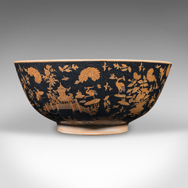 Large Vintage Punch Bowl, Chinese, Ceramic, Fruit Dish, Planter, Art Deco, 1940