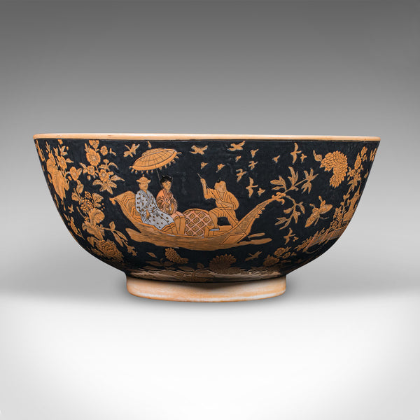 Large Vintage Punch Bowl, Chinese, Ceramic, Fruit Dish, Planter, Art Deco, 1940