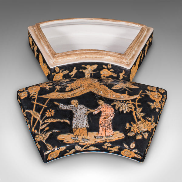 Vintage Soap Dish, Chinese, Ceramic, Lidded Tray, Oriental, Art Deco, Circa 1940