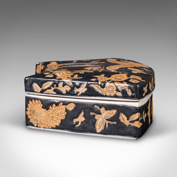 Vintage Soap Dish, Chinese, Ceramic, Lidded Tray, Oriental, Art Deco, Circa 1940