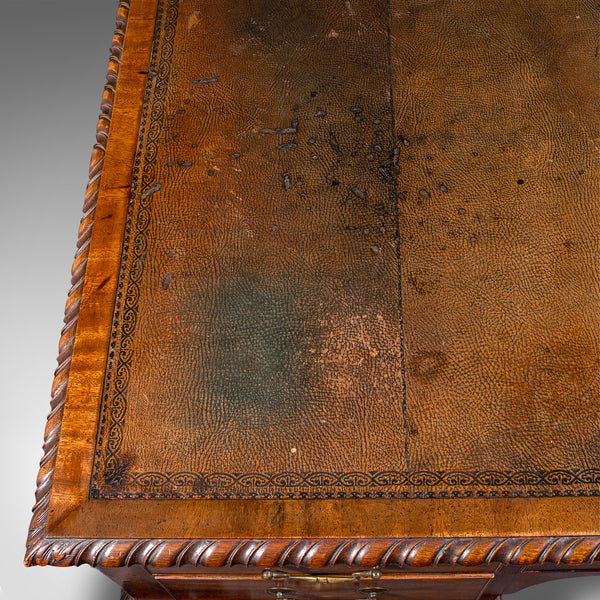 Antique Clerk's Desk, English, Leather, Partner, Home Office, Edwardian, C.1910