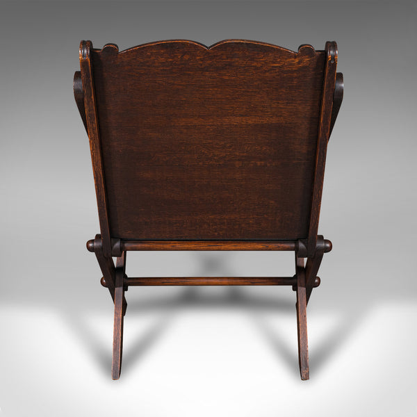 Antique Glastonbury Chair, Welsh Oak, Gothic Revival Elbow Seat, Victorian, 1880