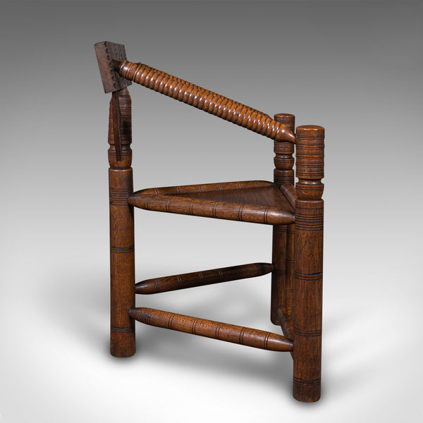 Antique Turner's Chair, English, Beech, Oak, Elbow Seat, Old Saxon, Victorian
