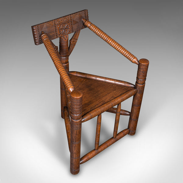 Antique Turner's Chair, English, Beech, Oak, Elbow Seat, Old Saxon, Victorian