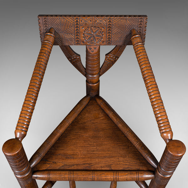 Antique Turner's Chair, English, Beech, Oak, Elbow Seat, Old Saxon, Victorian