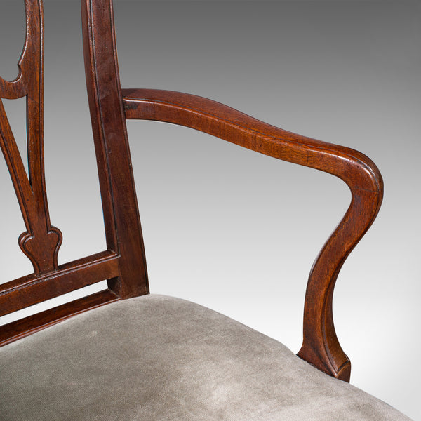 Antique Elbow Chair, English, Velour, Morning Room, Desk Seat, Georgian, C.1790