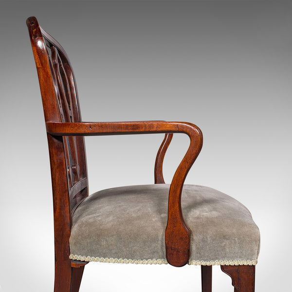 Antique Elbow Chair, English, Velour, Morning Room, Desk Seat, Georgian, C.1790