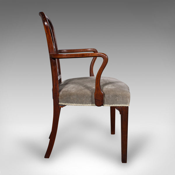 Antique Elbow Chair, English, Velour, Morning Room, Desk Seat, Georgian, C.1790