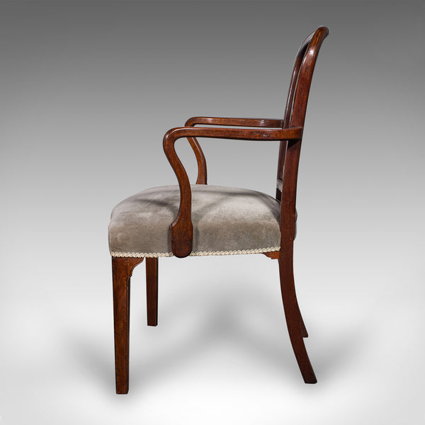Antique Elbow Chair, English, Velour, Morning Room, Desk Seat, Georgian, C.1790