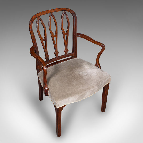 Antique Elbow Chair, English, Velour, Morning Room, Desk Seat, Georgian, C.1790