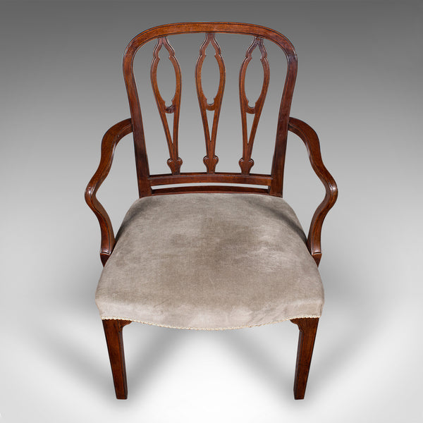 Antique Elbow Chair, English, Velour, Morning Room, Desk Seat, Georgian, C.1790