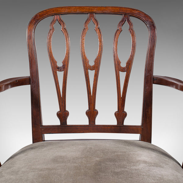 Antique Elbow Chair, English, Velour, Morning Room, Desk Seat, Georgian, C.1790