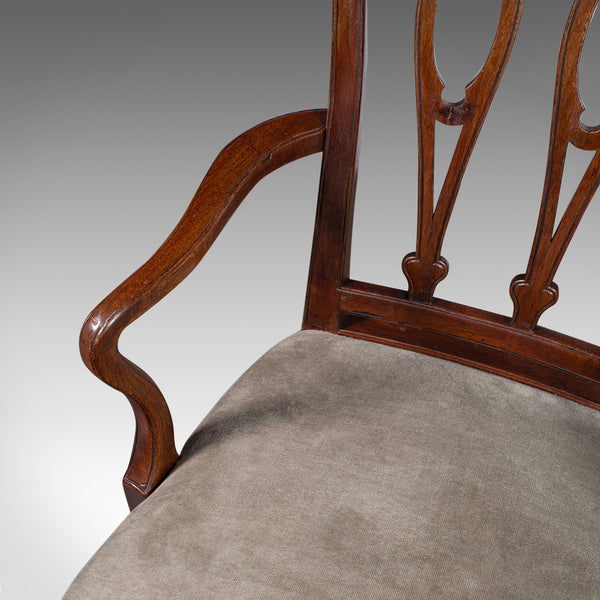 Antique Elbow Chair, English, Velour, Morning Room, Desk Seat, Georgian, C.1790