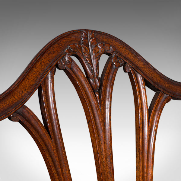 Pair Of Antique Hepplewhite Side Chairs, English, Fruitwood, Hall Seat, Georgian