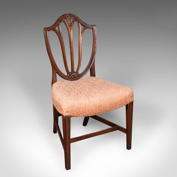 Pair Of Antique Hepplewhite Side Chairs, English, Fruitwood, Hall Seat, Georgian