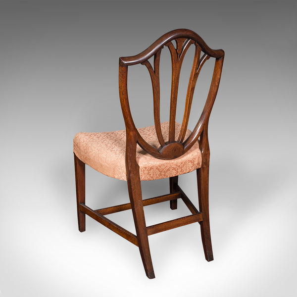 Pair Of Antique Hepplewhite Side Chairs, English, Fruitwood, Hall Seat, Georgian