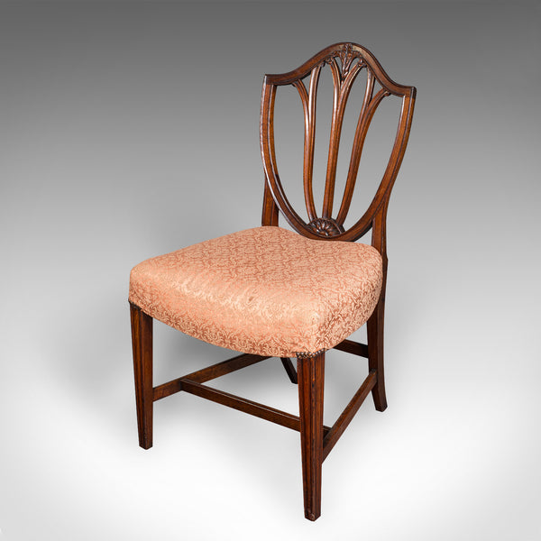 Pair Of Antique Hepplewhite Side Chairs, English, Fruitwood, Hall Seat, Georgian