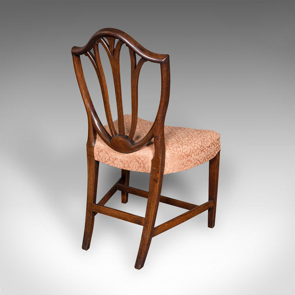 Pair Of Antique Hepplewhite Side Chairs, English, Fruitwood, Hall Seat, Georgian