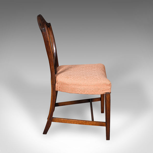 Pair Of Antique Hepplewhite Side Chairs, English, Fruitwood, Hall Seat, Georgian