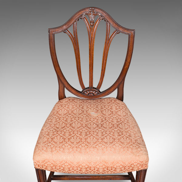 Pair Of Antique Hepplewhite Side Chairs, English, Fruitwood, Hall Seat, Georgian