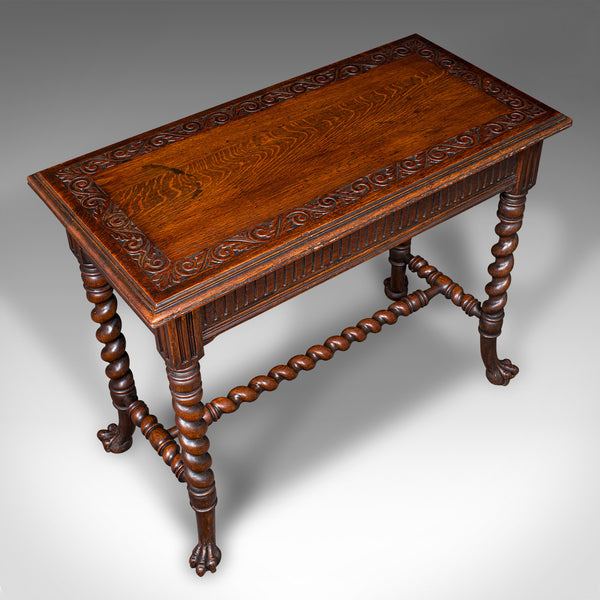 Antique Hall Table, Scottish, Oak, Side, Reception, Gothic Revival, Victorian