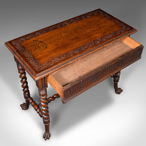 Antique Hall Table, Scottish, Oak, Side, Reception, Gothic Revival, Victorian