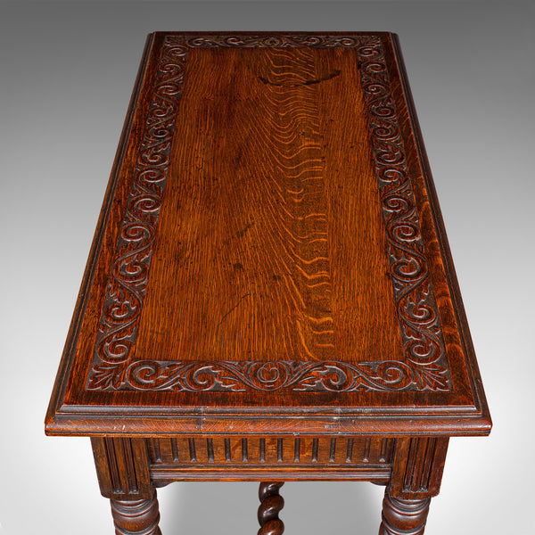 Antique Hall Table, Scottish, Oak, Side, Reception, Gothic Revival, Victorian