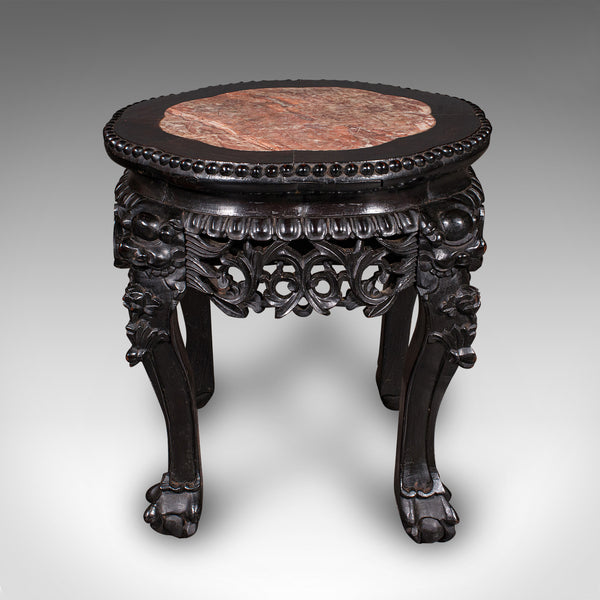 Antique Side Table, Chinese, Ebonised, Rouge Marble, Jardiniere Stand, Victorian