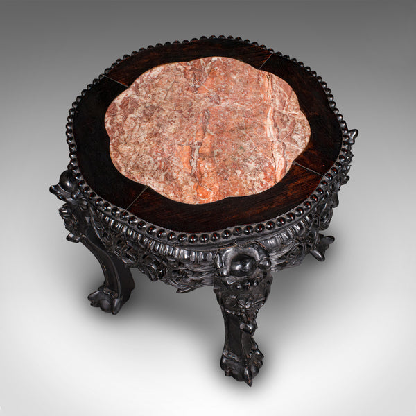 Antique Side Table, Chinese, Ebonised, Rouge Marble, Jardiniere Stand, Victorian