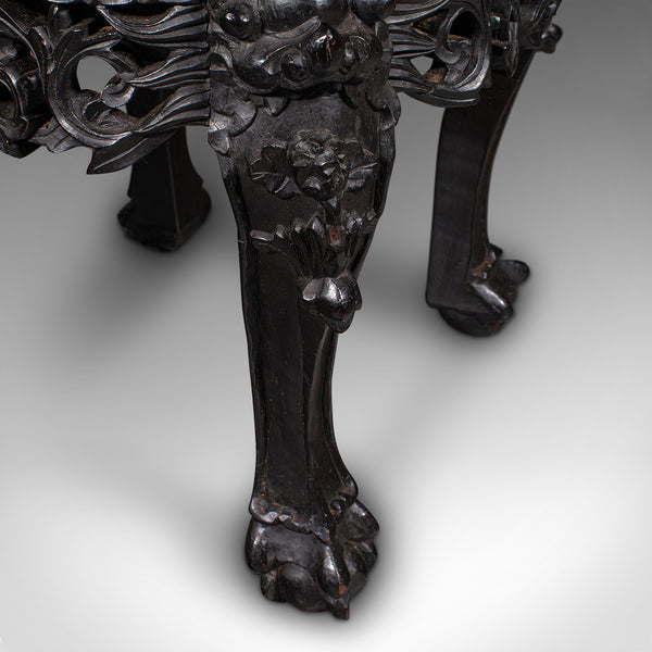 Antique Side Table, Chinese, Ebonised, Rouge Marble, Jardiniere Stand, Victorian