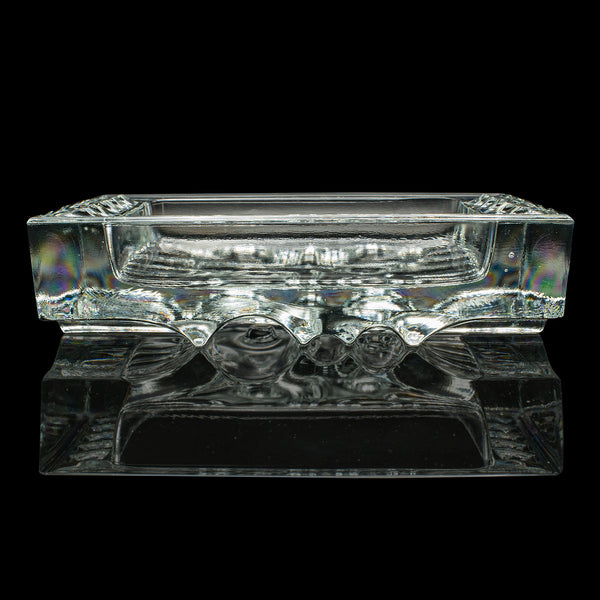 Vintage Cigar Ashtray, Czech, Bohemian Art Glass, Decorative Tray, Circa 1970