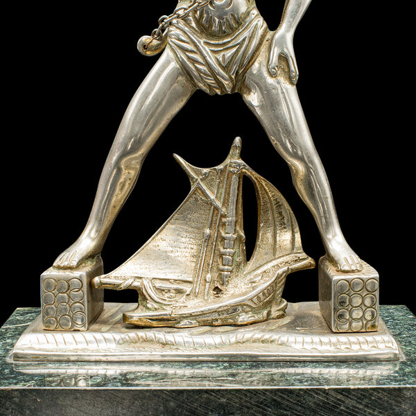 Vintage Colossus of Rhodes Statue, Greek, Ancient Maritime Figure, Art Deco
