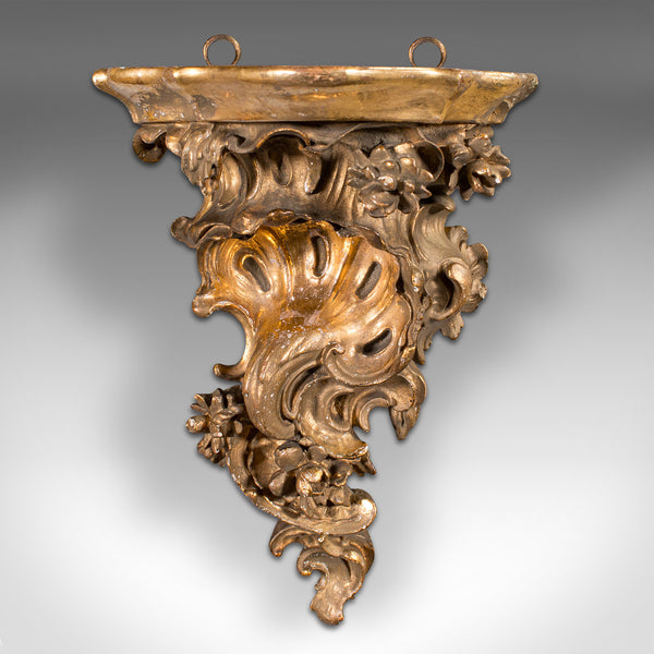 Pair Of Vintage Rococo Revival Ornament Brackets, French, Giltwood, Candle Stand