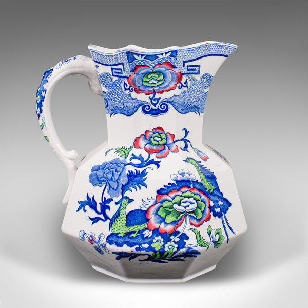 Large Antique Custard Pouring Jug, English, Ceramic Dessert Server, Victorian