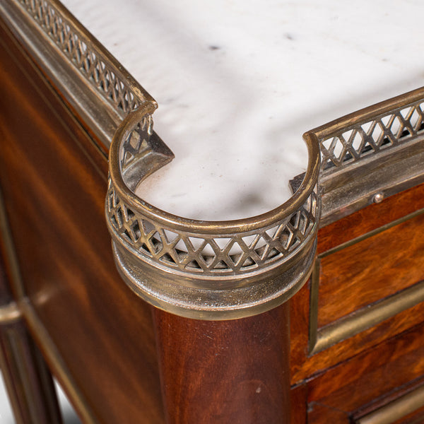 Antique Bedside Table, French, Walnut, Marble, Nightstand, Victorian, Circa 1840