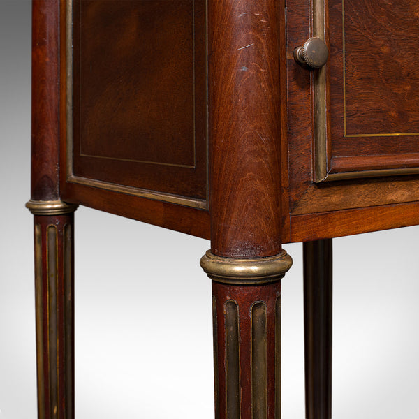 Antique Bedside Table, French, Walnut, Marble, Nightstand, Victorian, Circa 1840