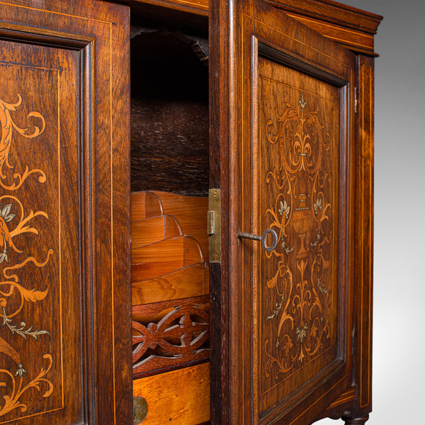 Antique Tall Davenport, English, Walnut, Bureau Cabinet, Victorian, Circa 1860