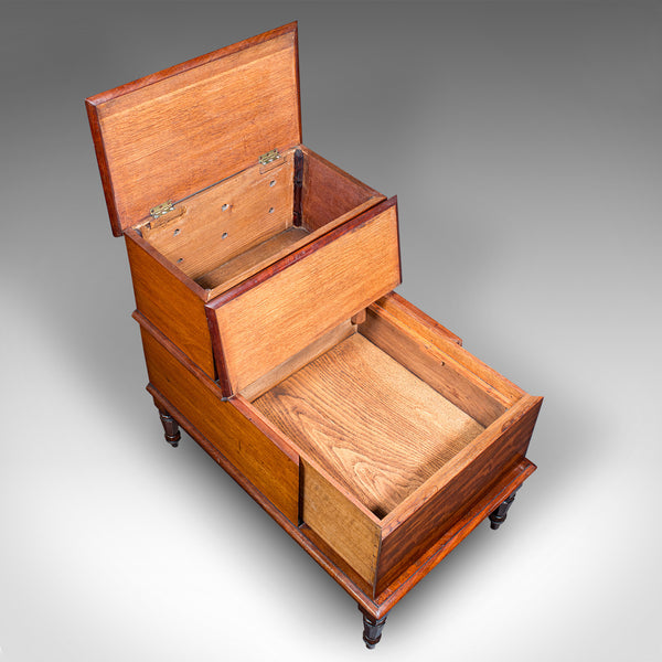 Antique Set of Library Steps, English, Walnut, Oak, Step Storage Stand, Regency