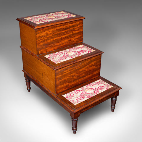 Antique Set of Library Steps, English, Walnut, Oak, Step Storage Stand, Regency