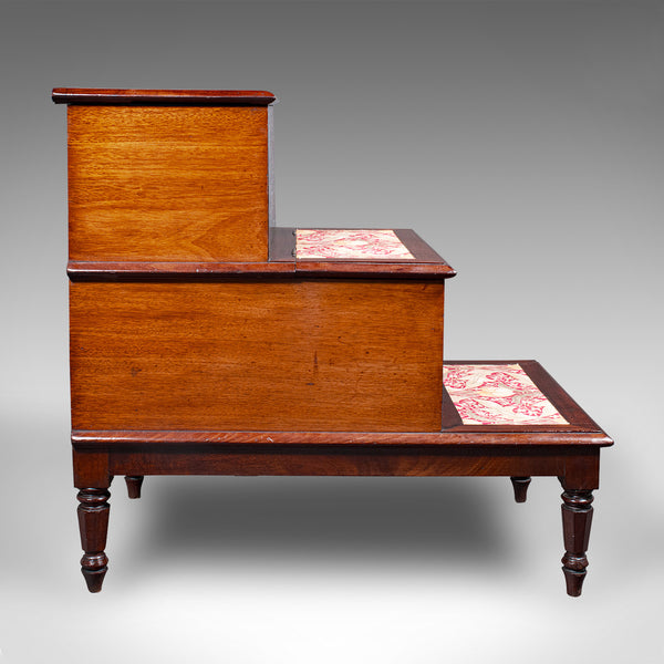 Antique Set of Library Steps, English, Walnut, Oak, Step Storage Stand, Regency