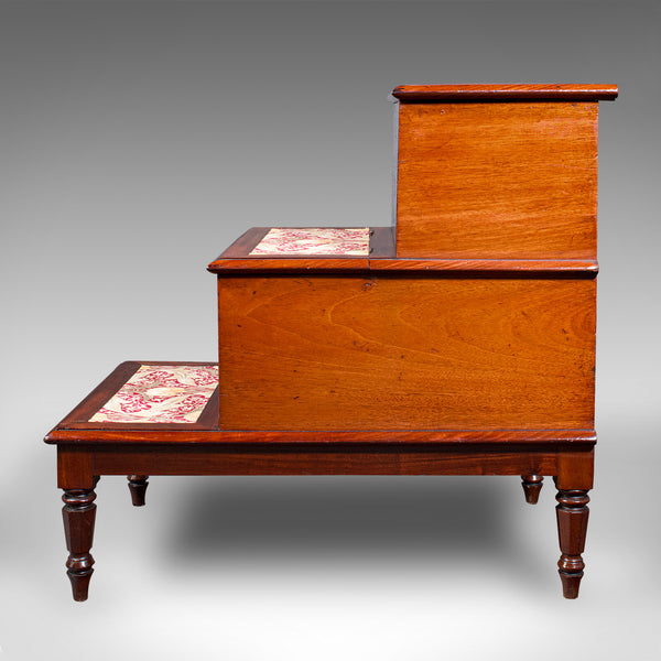 Antique Set of Library Steps, English, Walnut, Oak, Step Storage Stand, Regency