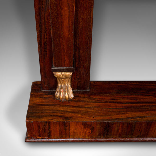 Very Tall 8' Antique Empire Style Mirror, Italian, Walnut, Marble, Victorian