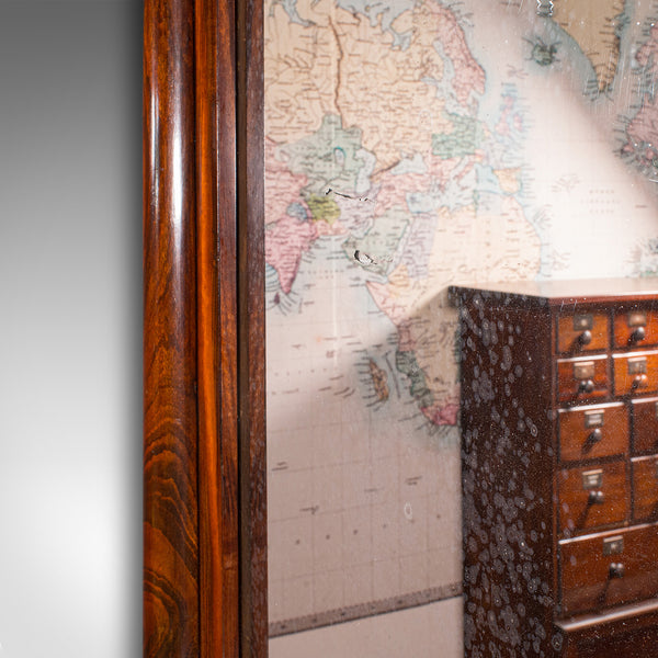 Very Tall 8' Antique Empire Style Mirror, Italian, Walnut, Marble, Victorian
