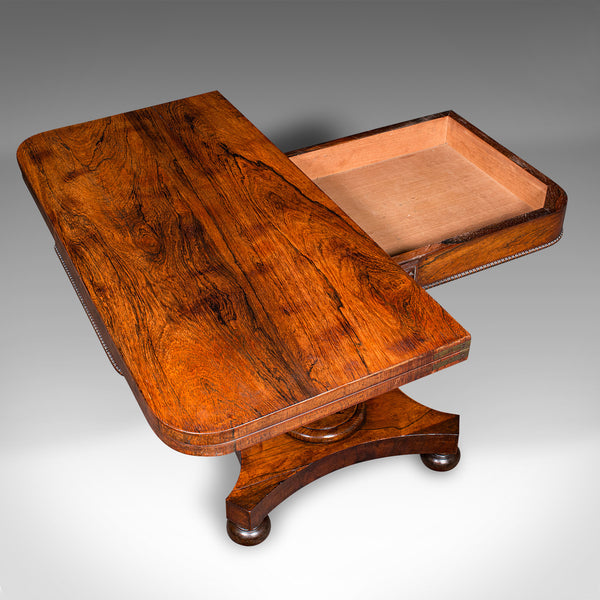 Antique Fold Over Card Table, English, Extending, Games, Console, Regency, 1820