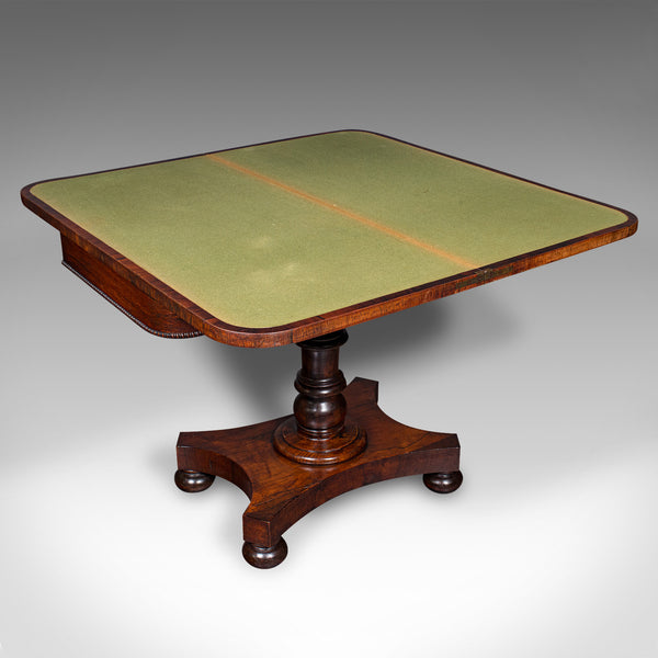 Antique Fold Over Card Table, English, Extending, Games, Console, Regency, 1820