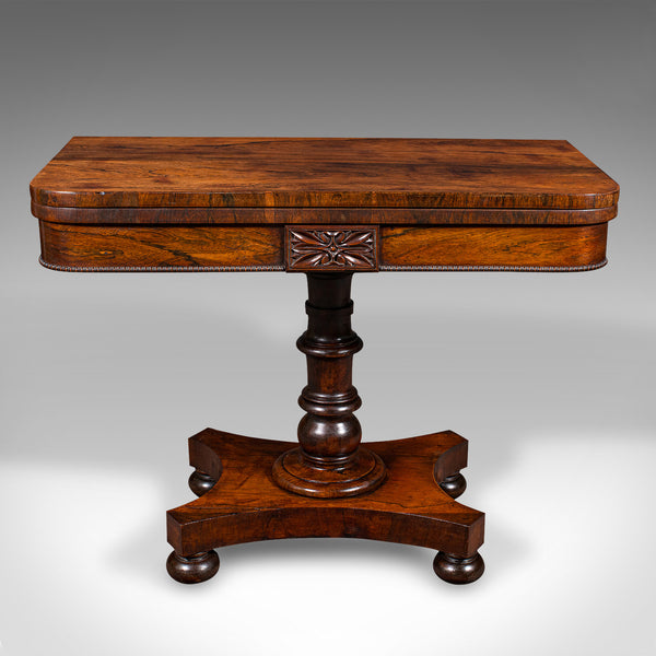 Antique Fold Over Card Table, English, Extending, Games, Console, Regency, 1820