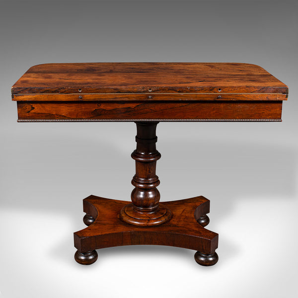 Antique Fold Over Card Table, English, Extending, Games, Console, Regency, 1820