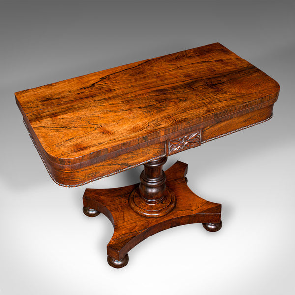Antique Fold Over Card Table, English, Extending, Games, Console, Regency, 1820
